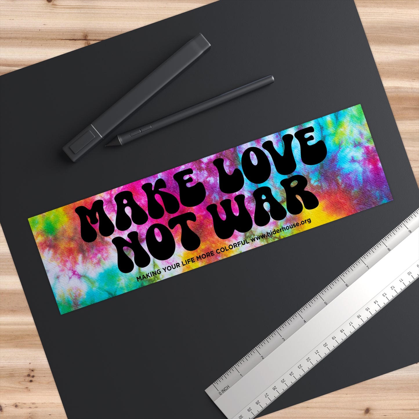 Peace on Wheels: Make Love Not War Tie-Dye Sticker