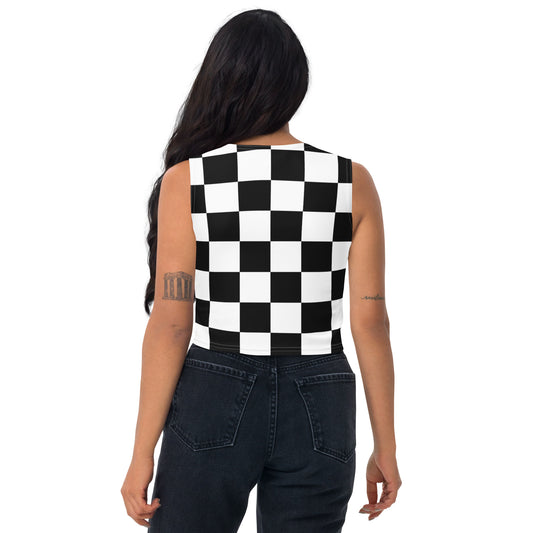 The Checkered Cutie: Black and White Checkered Crop Top