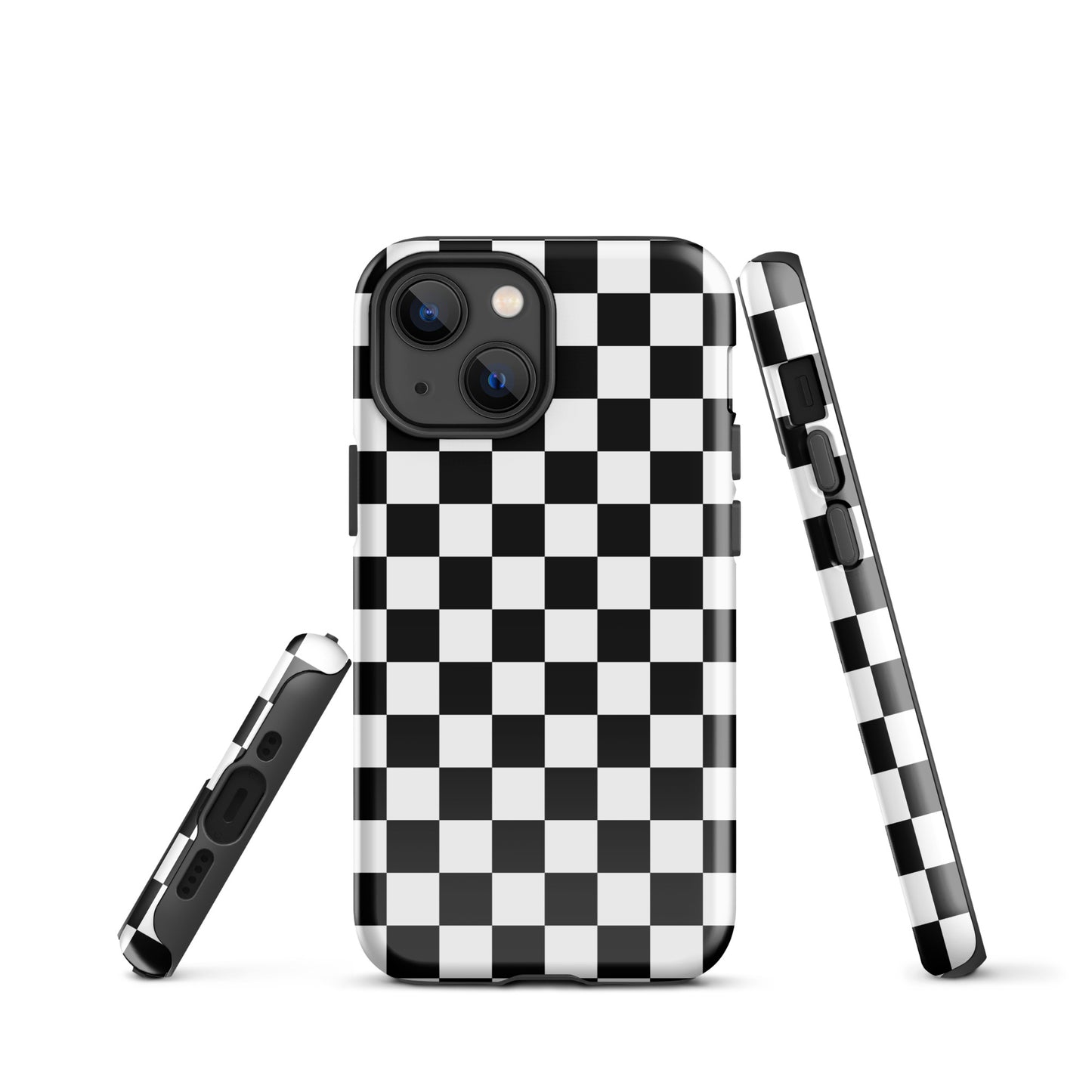 The Checkered Defender: Black and White Checkered Tough Case for iPhone®