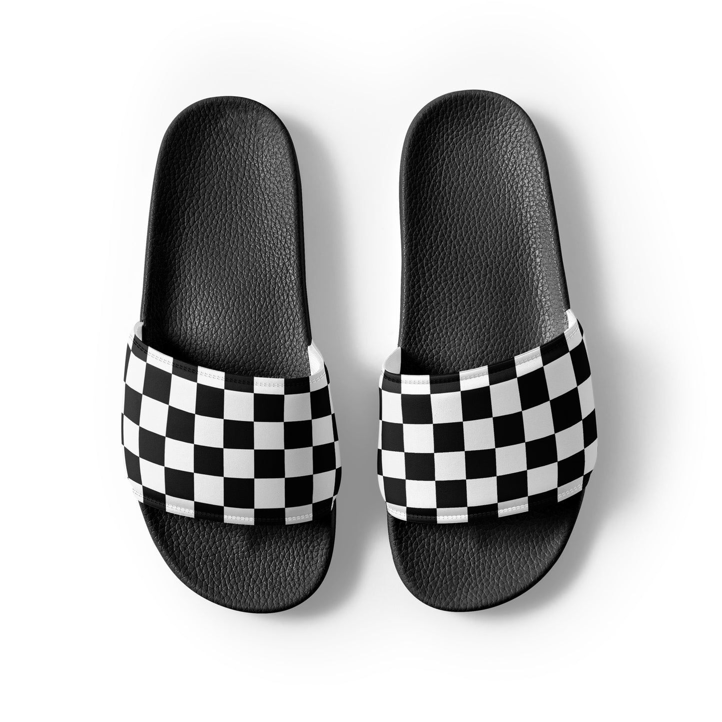 The Checkered Chic: Black and White Checkered Women's Slides