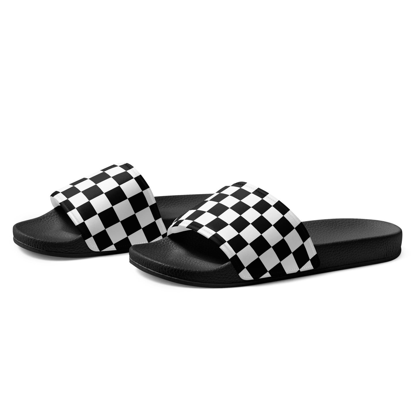 The Checkered Chic: Black and White Checkered Women's Slides