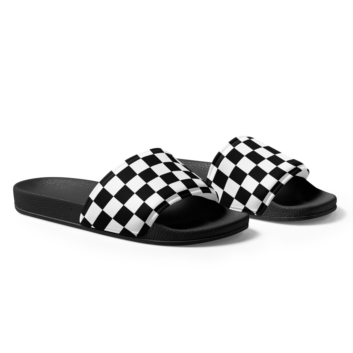 The Checkered Chic: Black and White Checkered Women's Slides